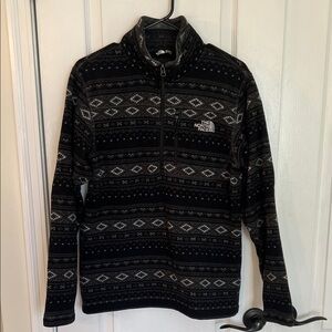 The North Face Black and Gray Patterned Fleece size small Men's Unisex